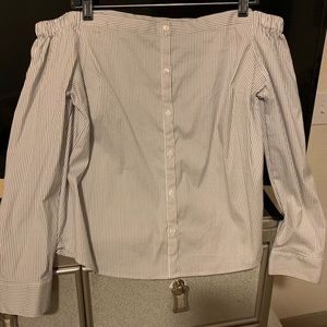 Express off the shoulder button down blouse